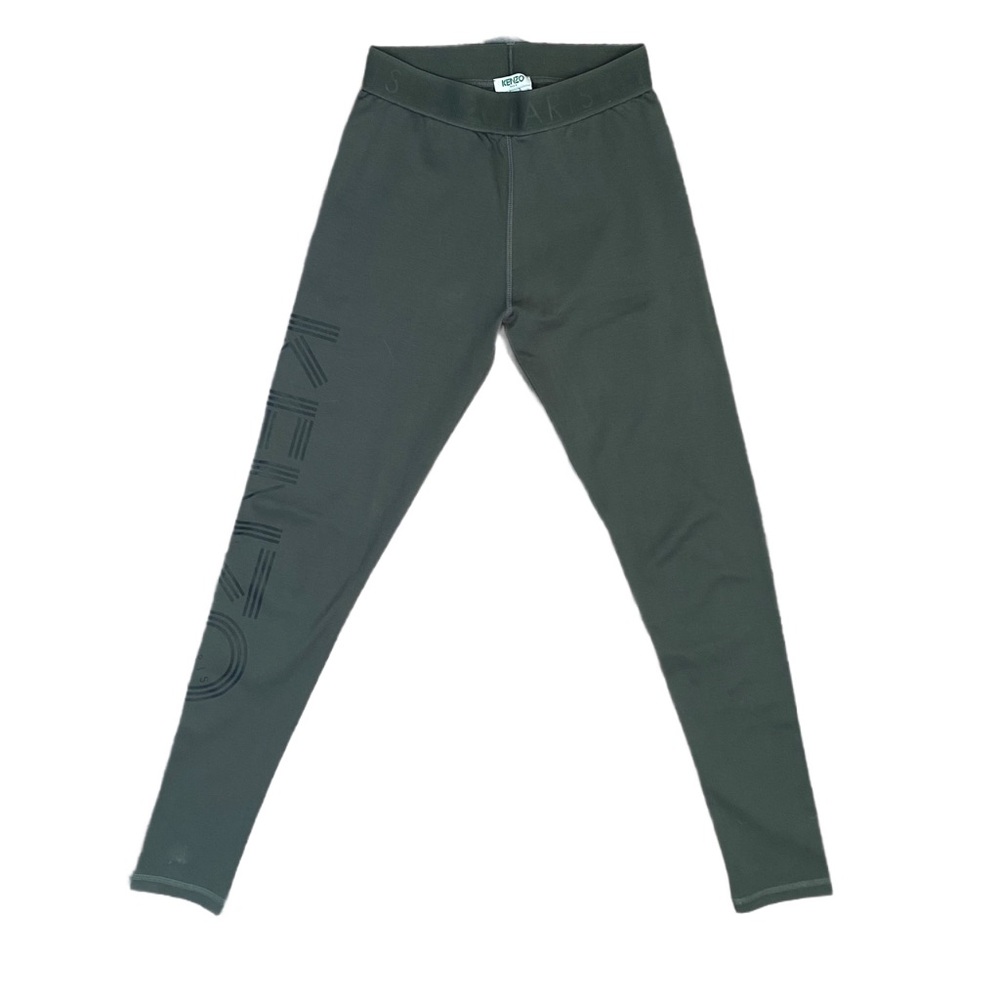 Kenzo Paris Logo Dark Green Sport Leggings Size XS EUC - Picture 2 of 5